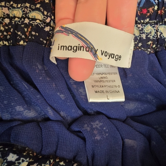 Imaginary Voyage Multicolor Tiered Boho Peasant Lined Maxi Skirt Size Large - Picture 3 of 14